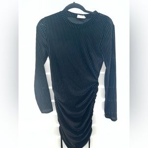 Black Velvet Stripe Fitted Mini Dress